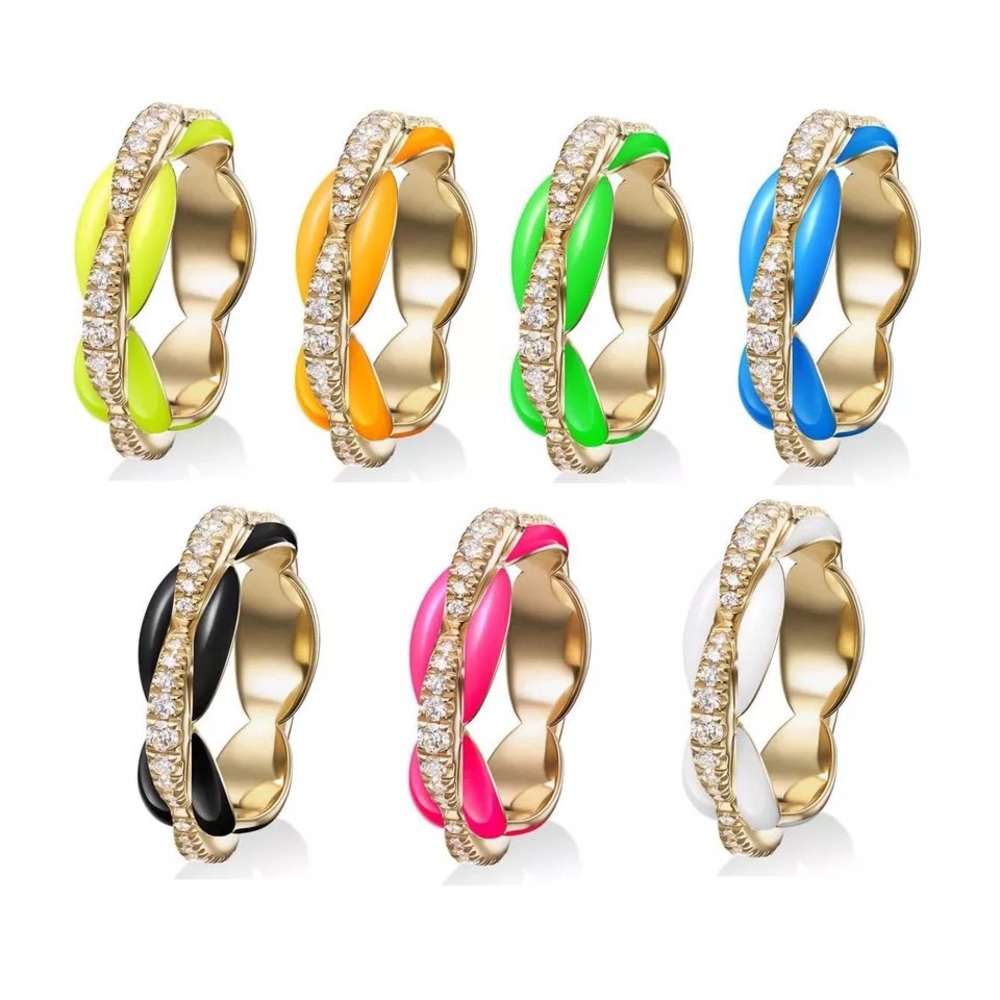 Neon Collection CZ 14kt GP White Enamel Ring - Picture 7 of 8